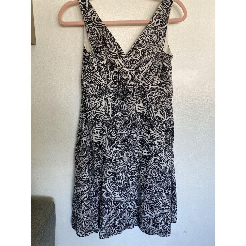 Lands End Dress Women’s Sz 2 White Black Paisley Faux Wrap Lined A Line - Picture 5 of 9